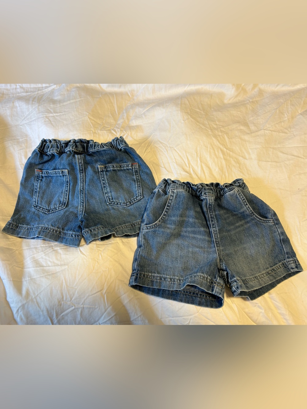mini Boden Denim Elastic Waist Shorts - Blue